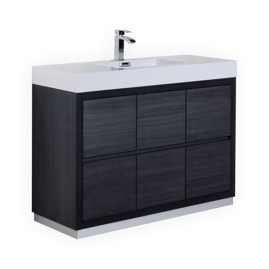Bliss 48″ Inch Gray Oak Free Standing Modern Bathroom Vanity