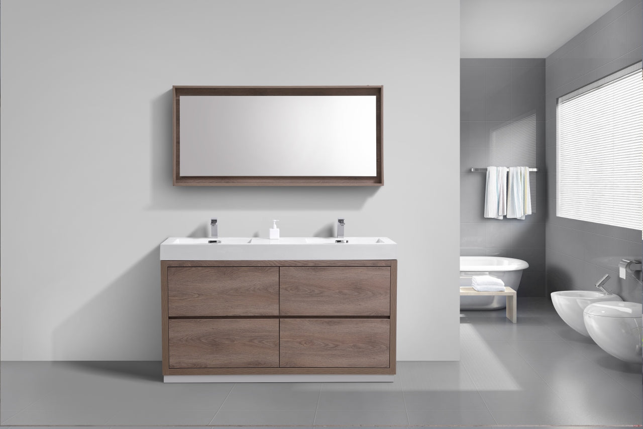 Bliss 60″ Inch Double Sink Butternut Free Standing Modern Bathroom Vanity