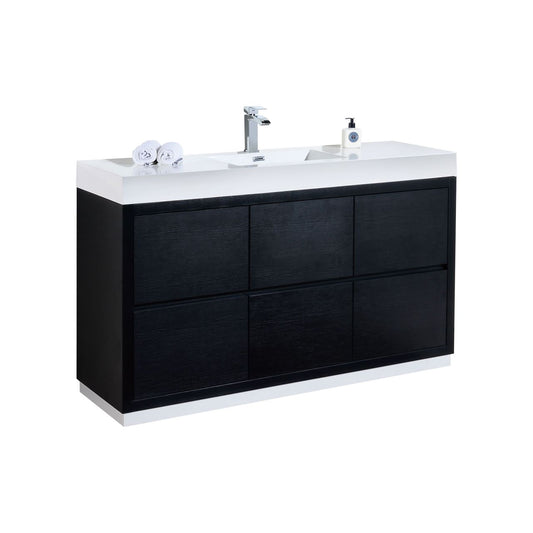 Bliss 60″ Inch Single Sink Black Free Standing Modern Bathroom Vanity