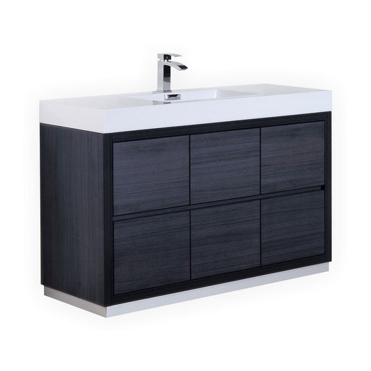 Bliss 60″ Inch Single Sink Gray Oak Free Standing Modern Bathroom Vanity