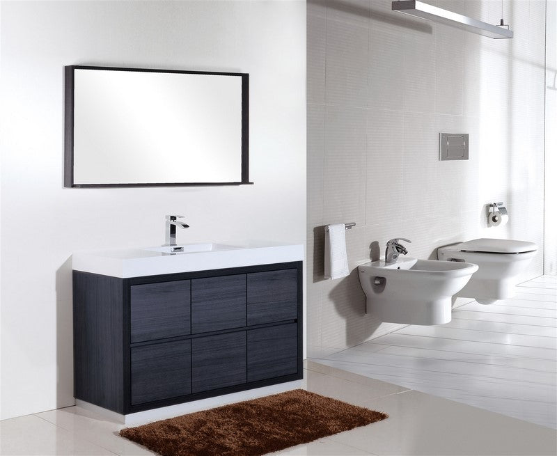 Bliss 60″ Inch Single Sink Gray Oak Free Standing Modern Bathroom Vanity