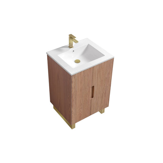 24” Fiore Free Standing Bathroom Vanity w/ Gold Legs – Oakwood