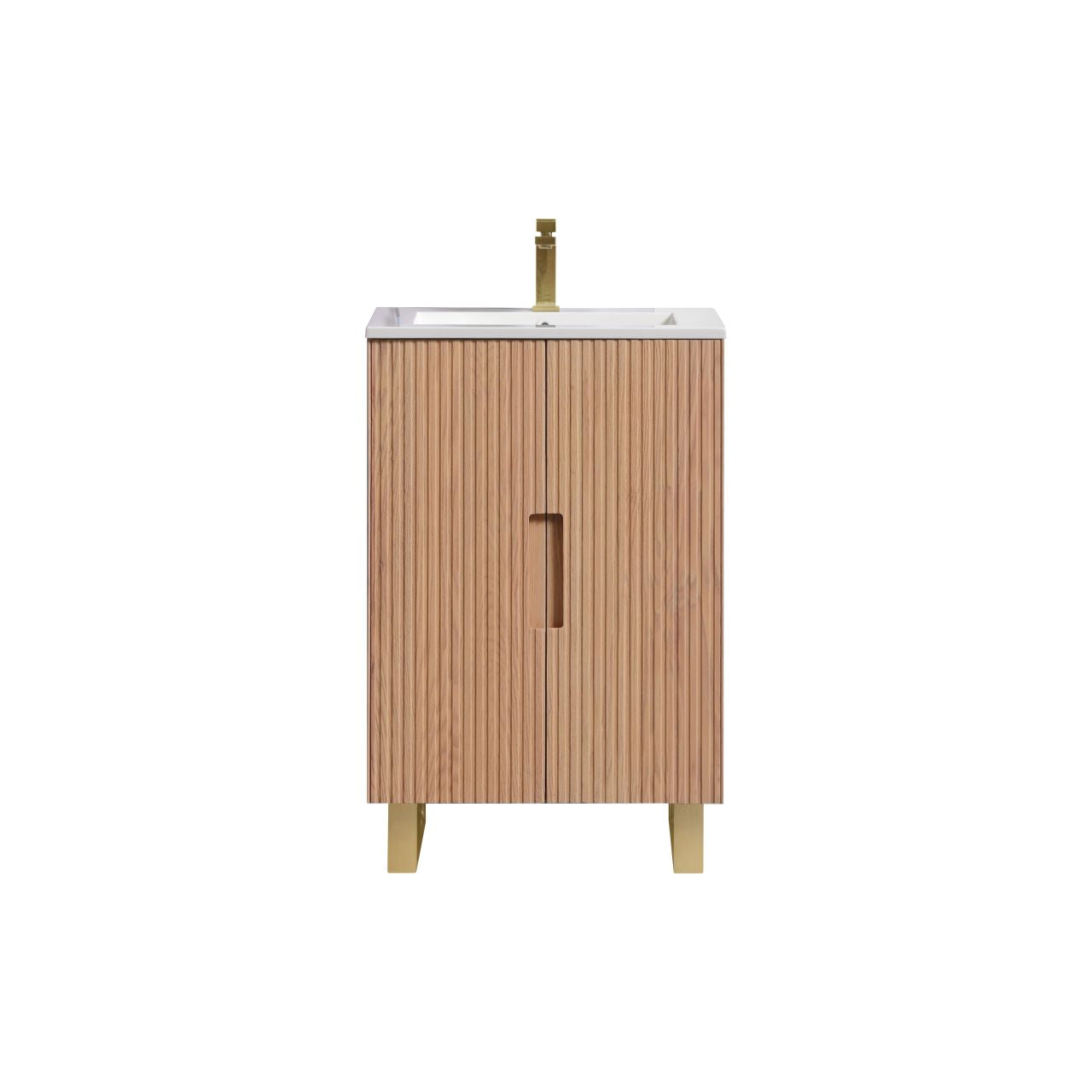 24” Fiore Free Standing Bathroom Vanity w/ Gold Legs – Oakwood