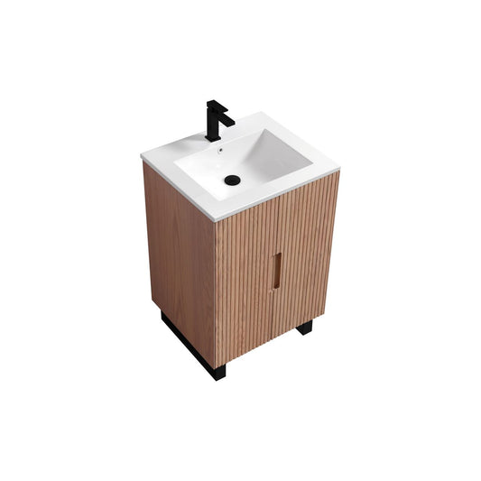 24” Fiore Free Standing Bathroom Vanity w/ Matte Black Legs – Oakwood
