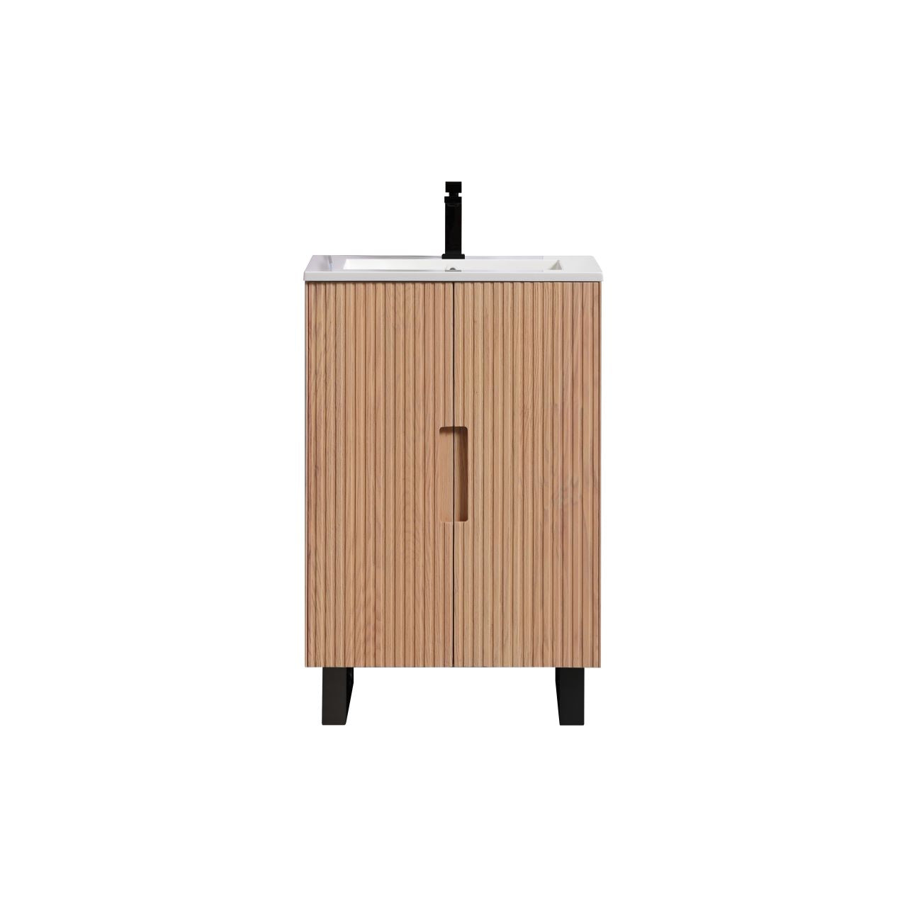 24” Fiore Free Standing Bathroom Vanity w/ Matte Black Legs – Oakwood