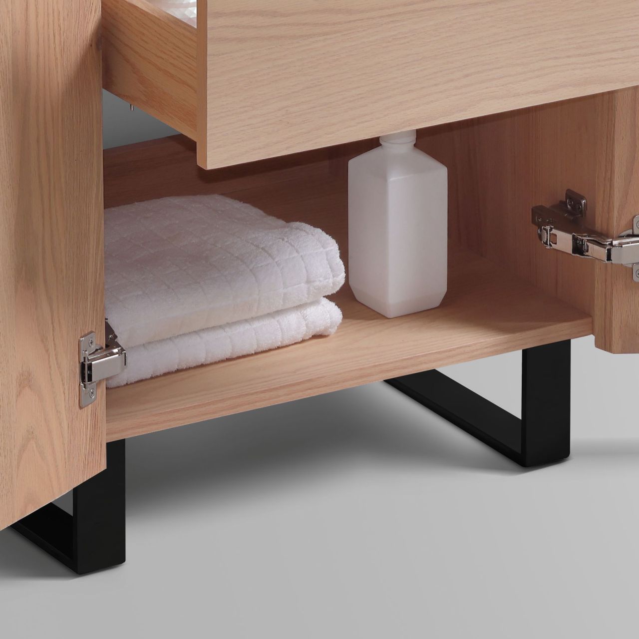 36” Fiore Free Standing Bathroom Vanity w/ Matte Black Legs – Oakwood