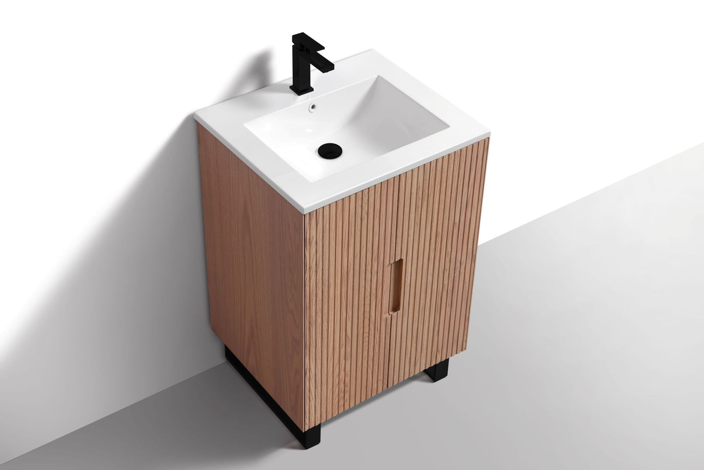 24” Fiore Free Standing Bathroom Vanity w/ Matte Black Legs – Oakwood