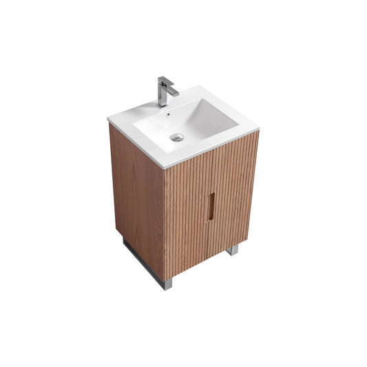 24” Fiore Free Standing Bathroom Vanity w/ Chrome Legs – Oakwood
