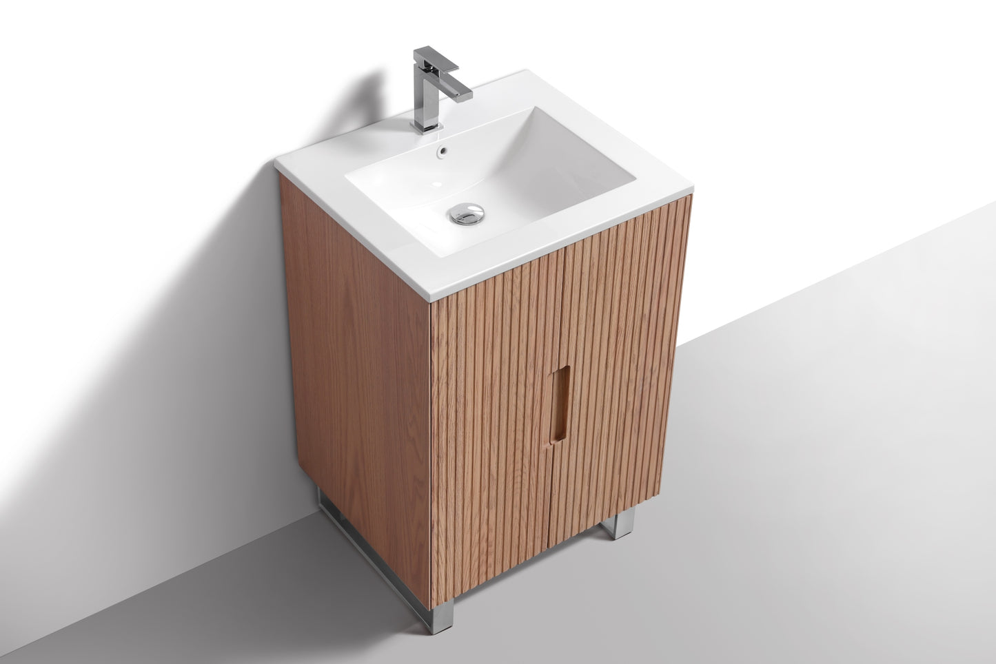 24” Fiore Free Standing Bathroom Vanity w/ Chrome Legs – Oakwood
