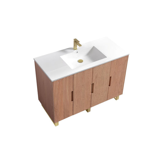 48” Fiore Single Sink Free Standing Bathroom Vanity w/ Gold Legs – Oakwood