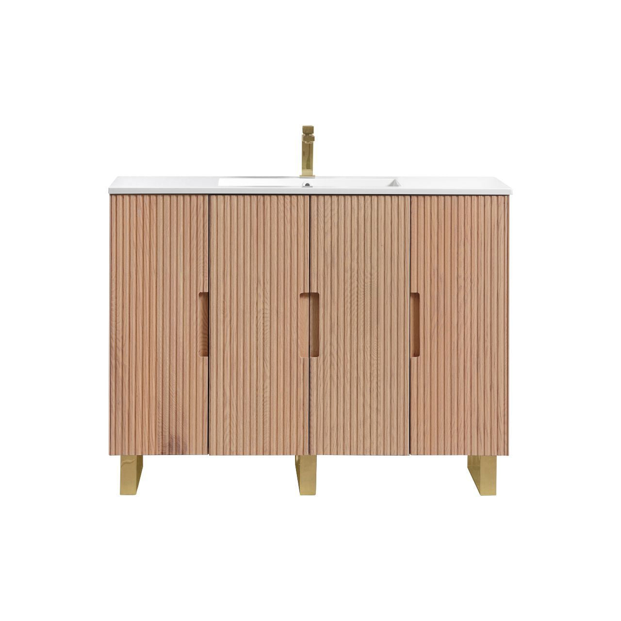 48” Fiore Single Sink Free Standing Bathroom Vanity w/ Gold Legs – Oakwood