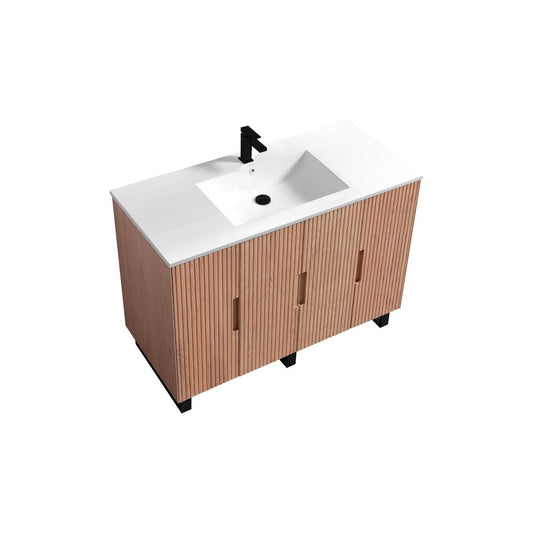 48” Fiore Single Sink Free Standing Bathroom Vanity w/ Matte Black Legs – Oakwood