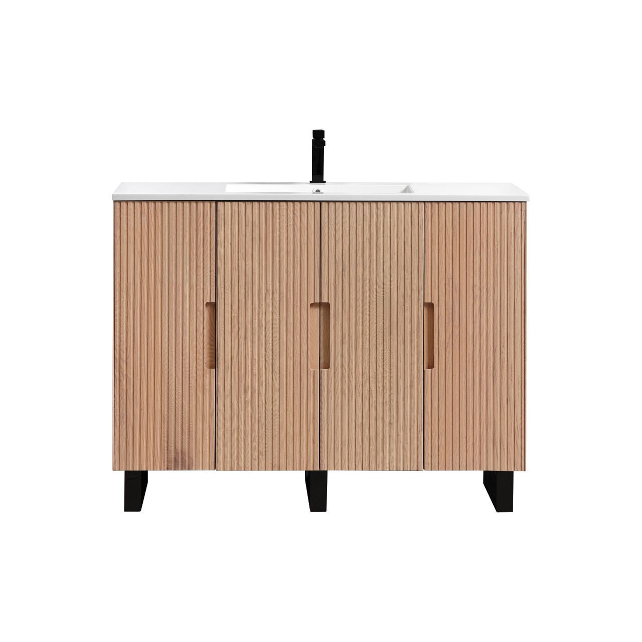 48” Fiore Single Sink Free Standing Bathroom Vanity w/ Matte Black Legs – Oakwood