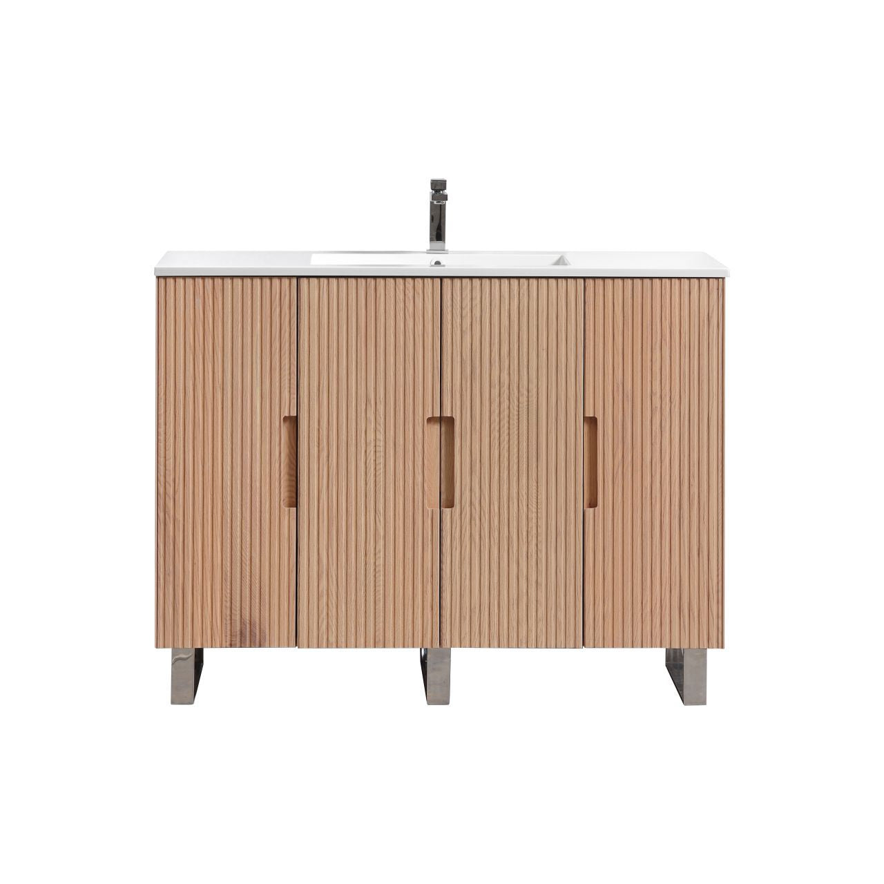 48” Fiore Single Sink Free Standing Bathroom Vanity w/ Chrome Legs – Oakwood