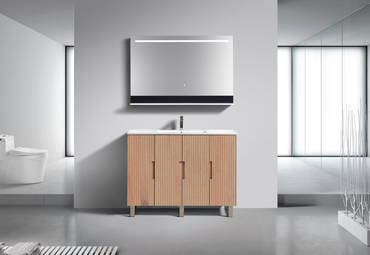 48” Fiore Single Sink Free Standing Bathroom Vanity w/ Chrome Legs – Oakwood