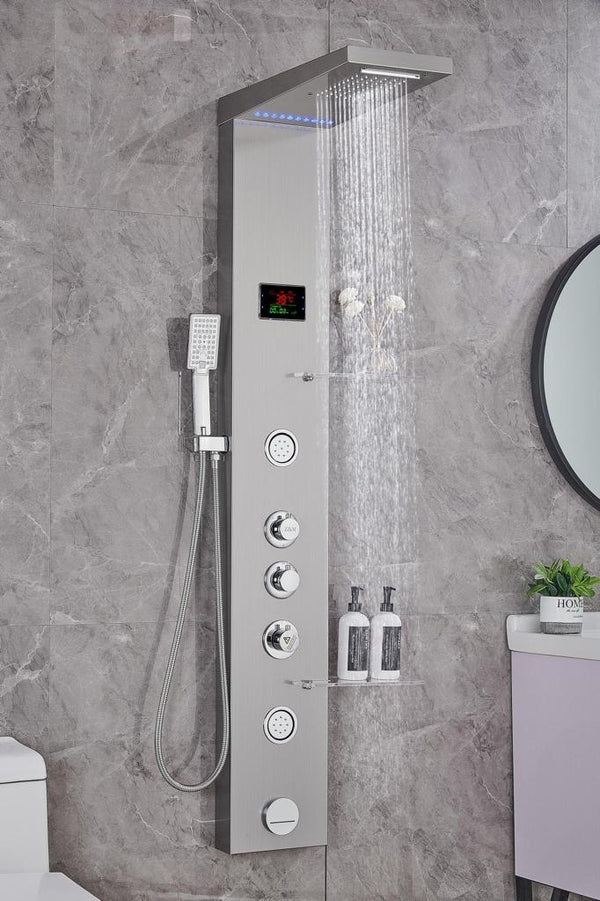 Luxury Shower Panel Tower Stainless Steel with LCD Screen-ZM8041