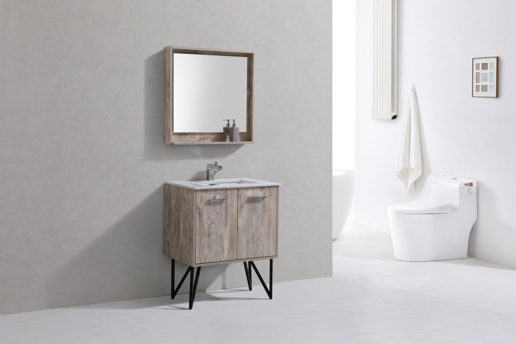 Bosco 30″ Inch Single Sink Modern Bathroom Vanity W/ Cream Countertop
