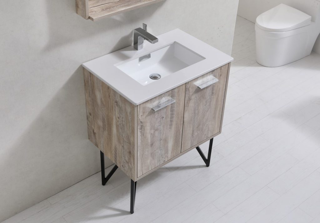 Bosco 30″ Inch Single Sink Modern Bathroom Vanity W/ Cream Countertop