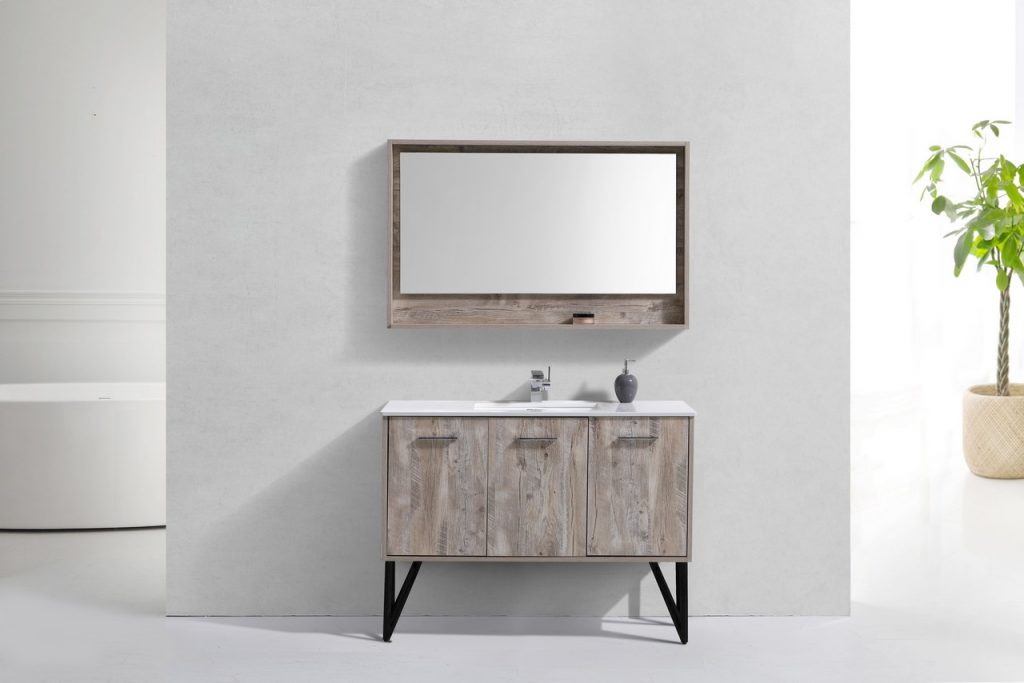 Bosco 48″ Inch Single Sink Modern Bathroom Vanity W/ White Countertop
