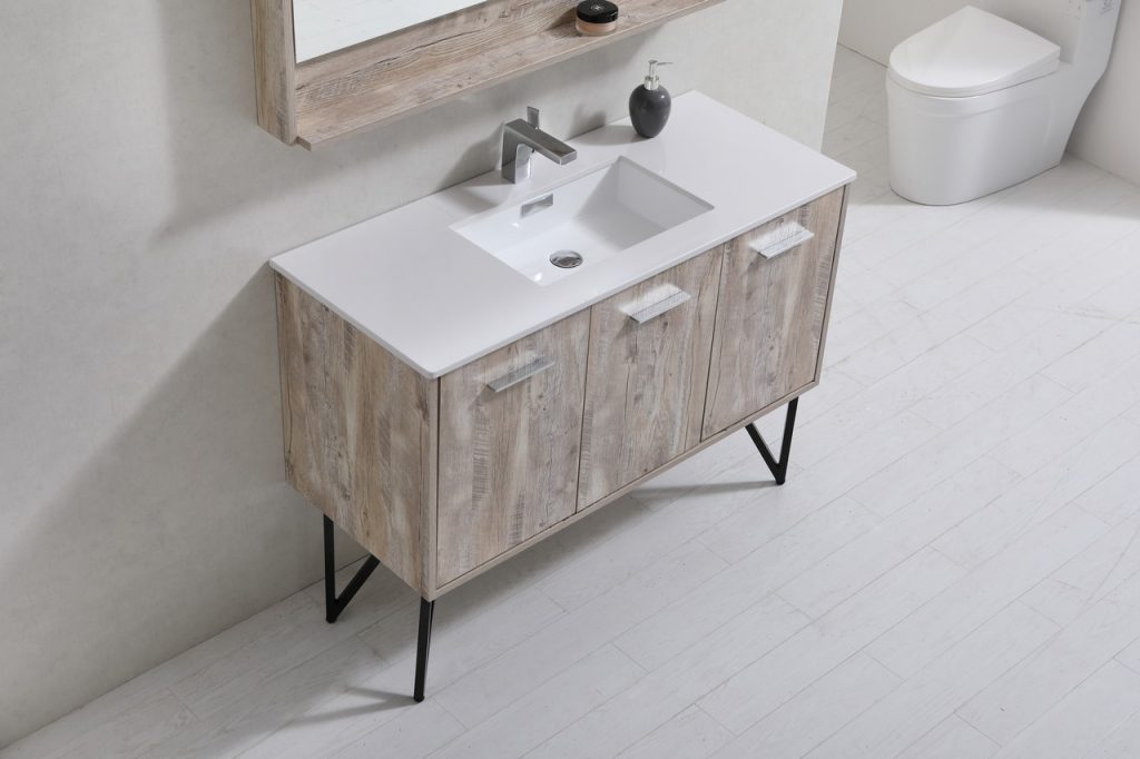 Bosco 48″ Inch Single Sink Modern Bathroom Vanity W/ White Countertop