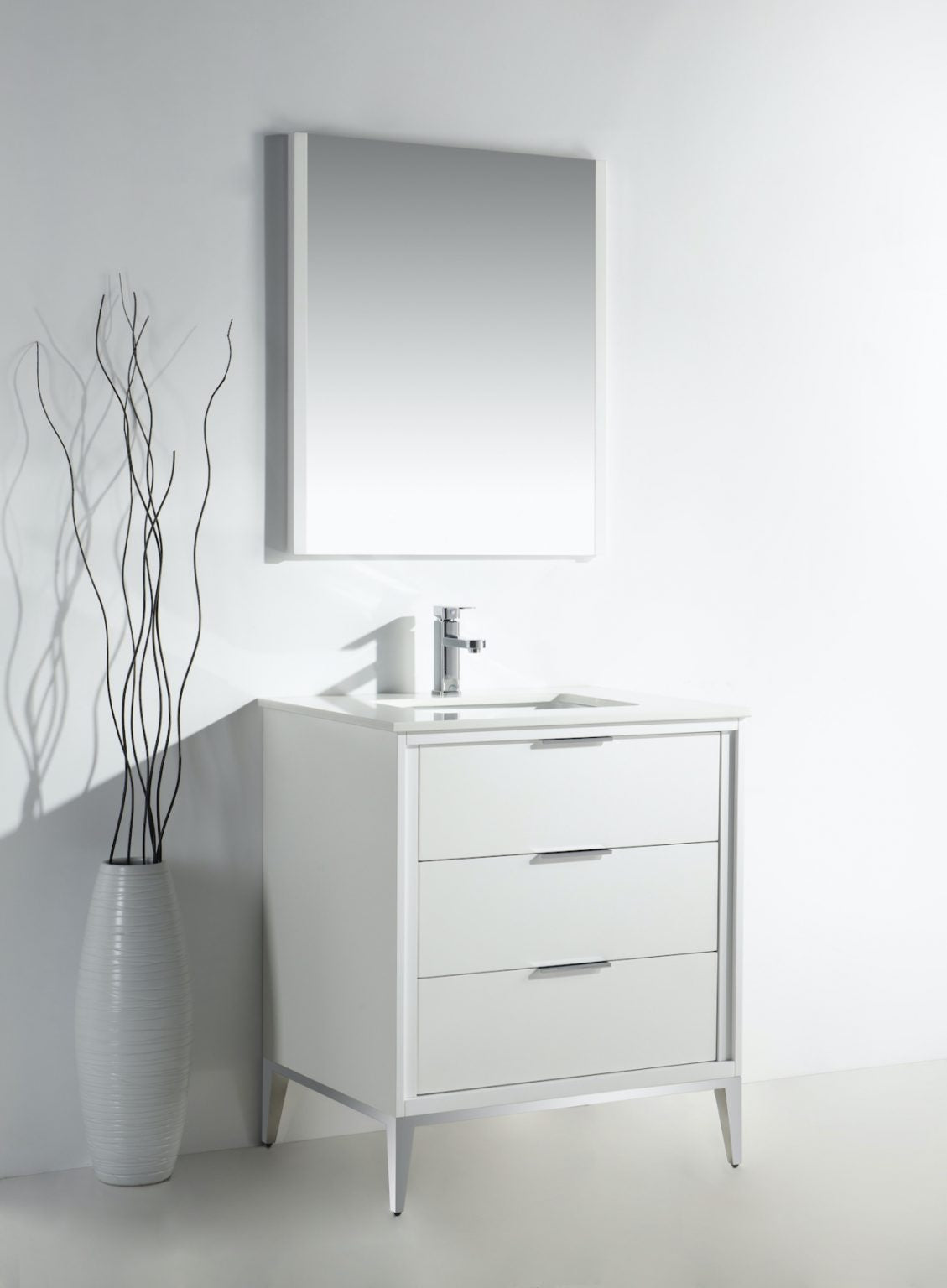 Divani 30″ Inch Gloss White Vanity W/ Quartz Counter Top