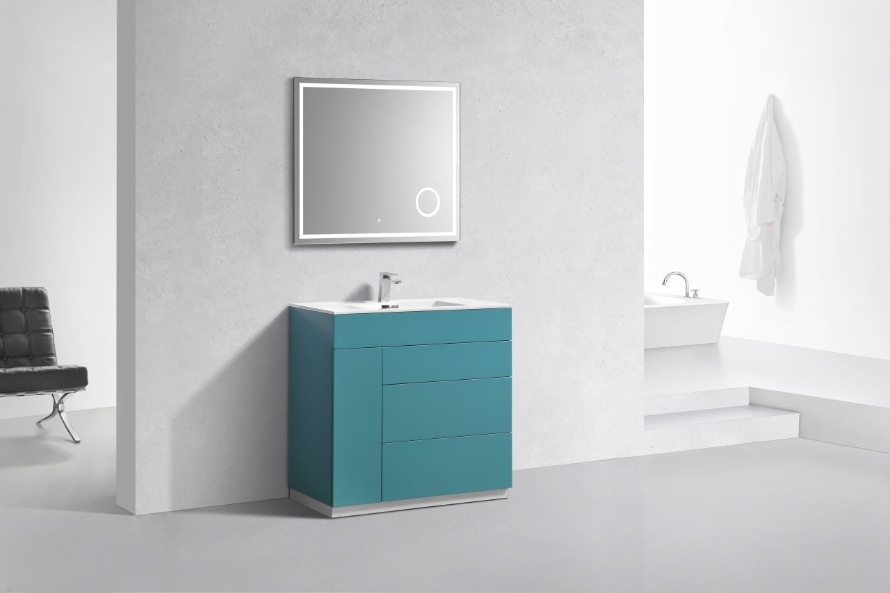 Milano 36″ Inch Teal Green Floor Mount Modern Bathroom Vanity