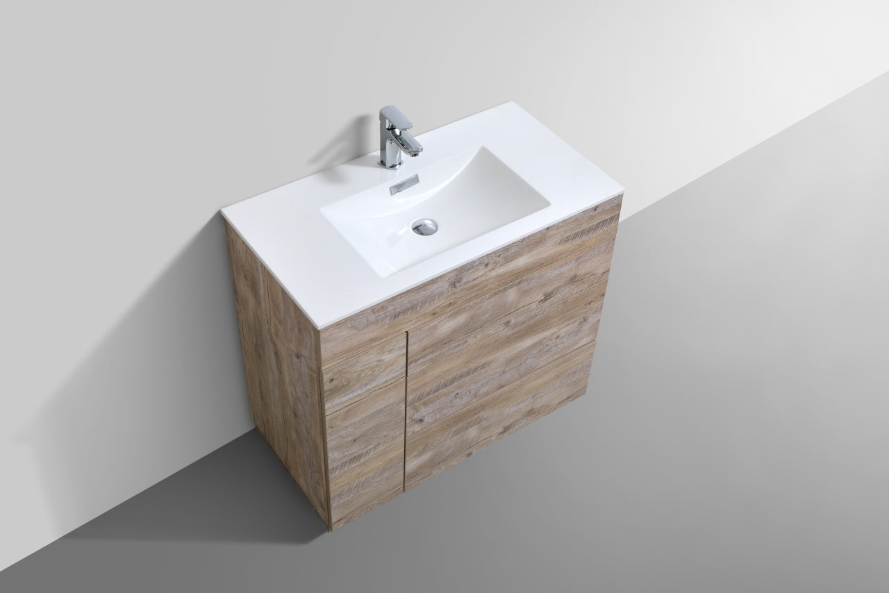 Milano 36″ Inch Nature Wood Floor Mount Modern Bathroom Vanity