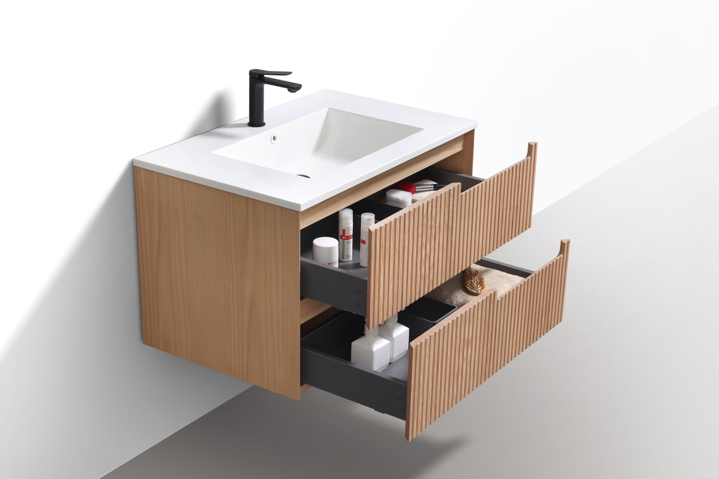 32” Fiore Modern Wall Mount Bathroom Vanity – Oakwood (Coming Soon End of February)