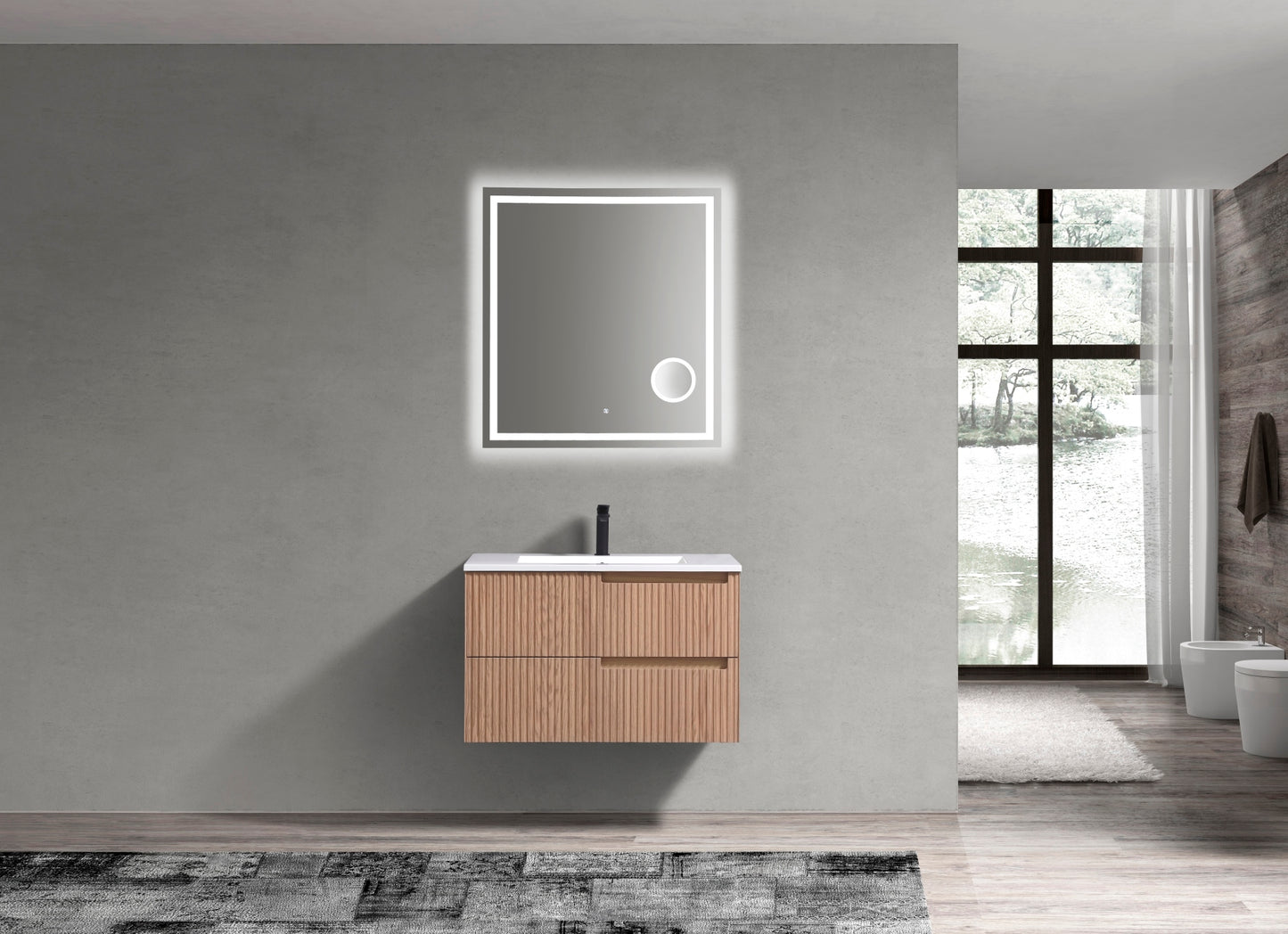 32” Fiore Modern Wall Mount Bathroom Vanity – Oakwood (Coming Soon End of February)