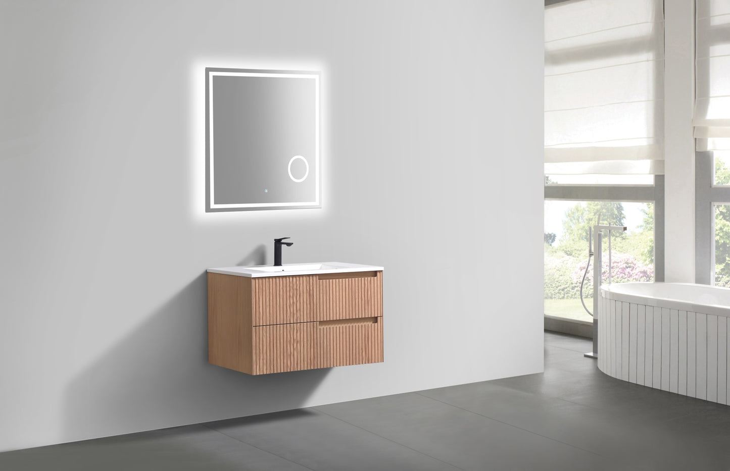 32” Fiore Modern Wall Mount Bathroom Vanity – Oakwood (Coming Soon End of February)