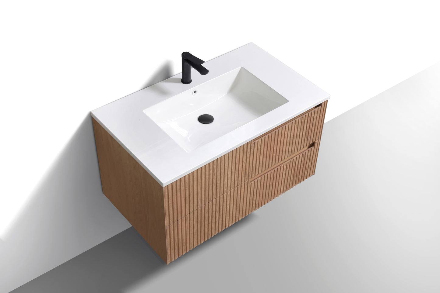 36” Fiore Modern Wall Mount Bathroom Vanity – Oakwood (Coming Soon End of February)