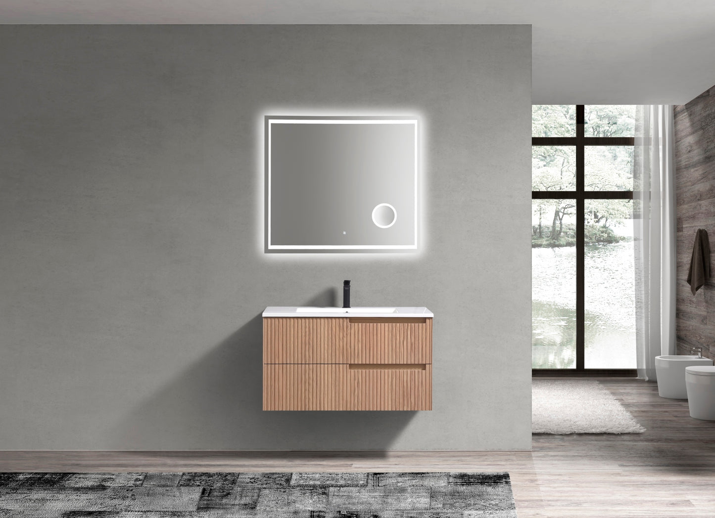 36” Fiore Modern Wall Mount Bathroom Vanity – Oakwood (Coming Soon End of February)