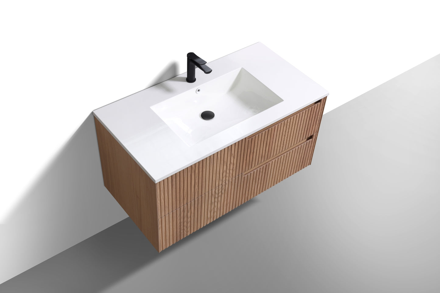 40” Fiore Modern Wall Mount Bathroom Vanity – Oakwood (Coming Soon End of February)