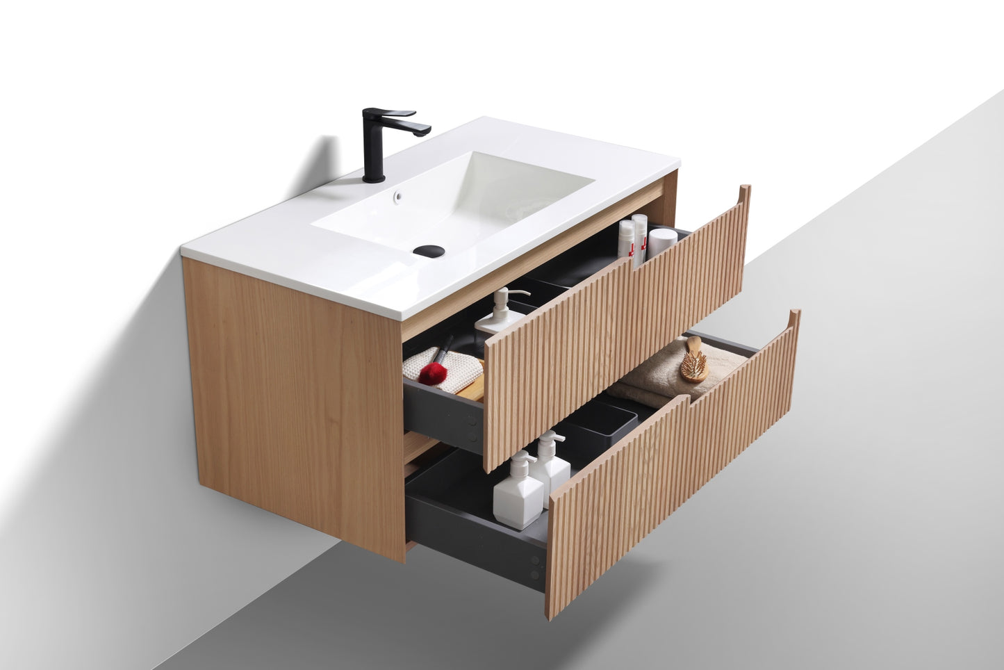 40” Fiore Modern Wall Mount Bathroom Vanity – Oakwood (Coming Soon End of February)