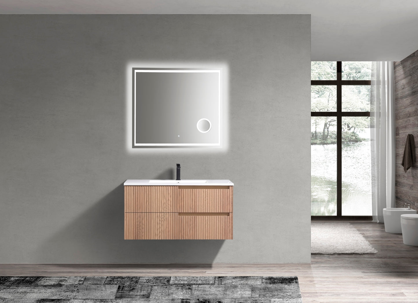 40” Fiore Modern Wall Mount Bathroom Vanity – Oakwood (Coming Soon End of February)