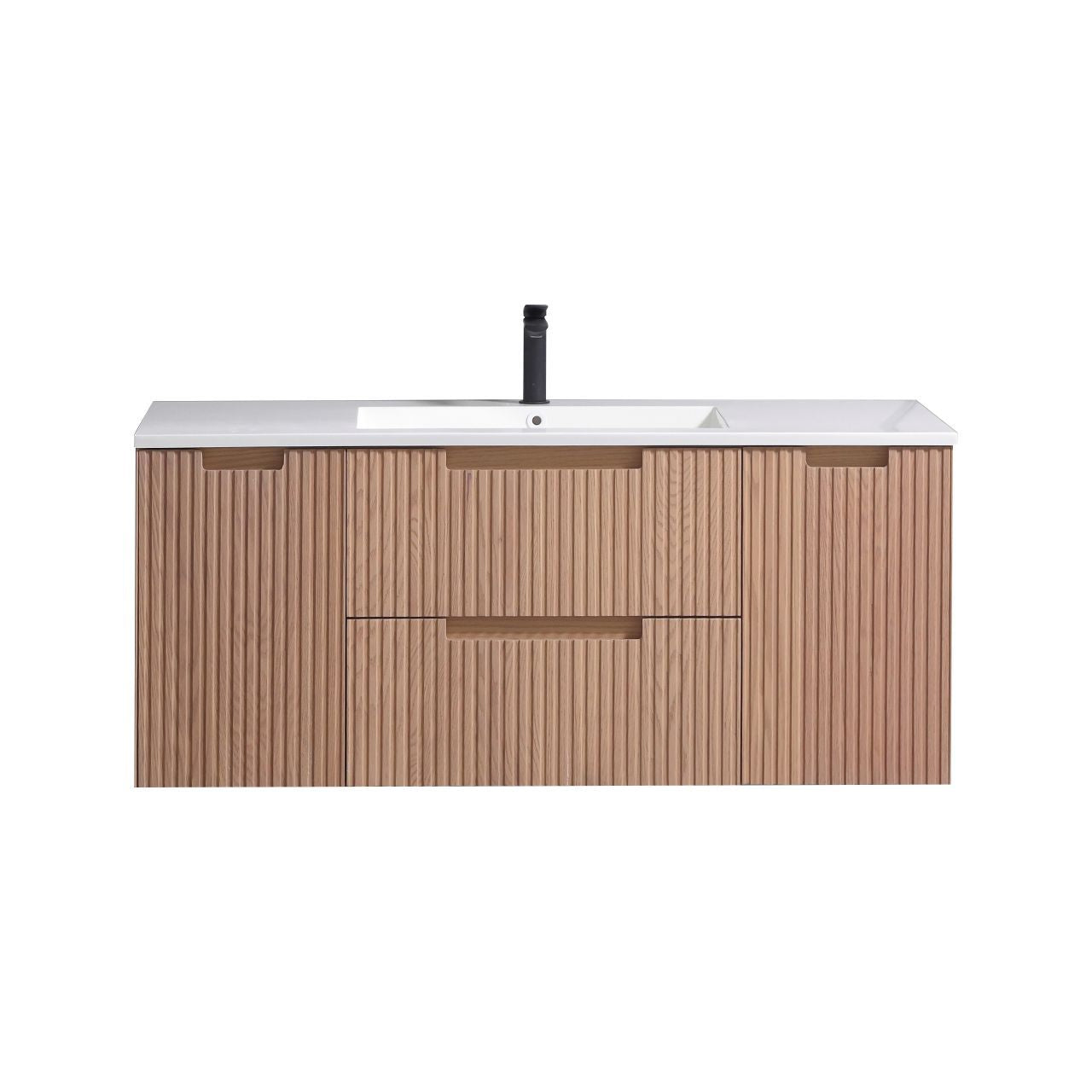 48” Fiore Modern Wall Mount Single Sink Bathroom Vanity – Oakwood (Coming Soon End of February)