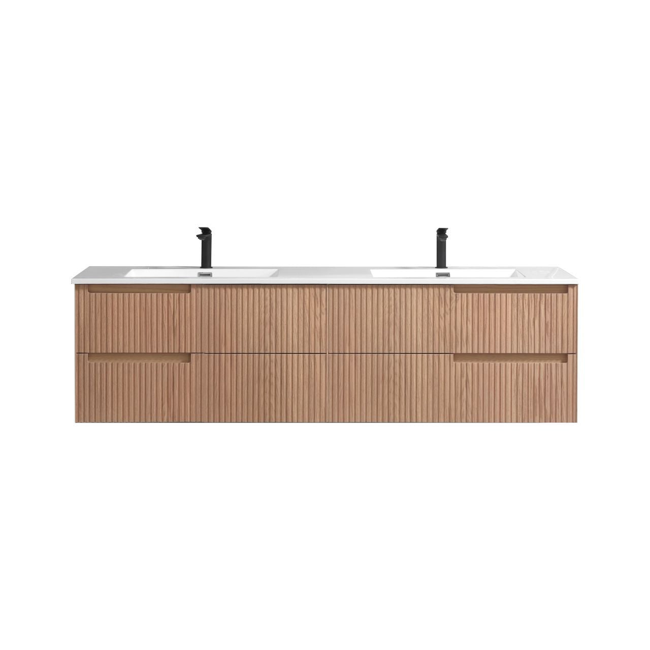 71.2” Fiore Modern Wall Mount Double Sink Bathroom Vanity – Oakwood (Coming Soon End of February)