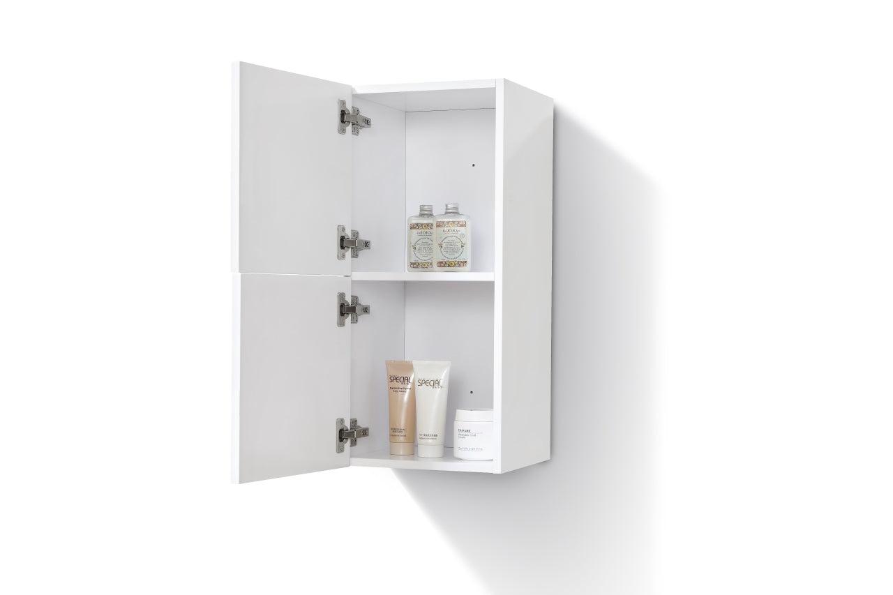 Bathroom Acrylic Veneer Gloss White Linen Side Cabinet w/ 2 Storage Areas