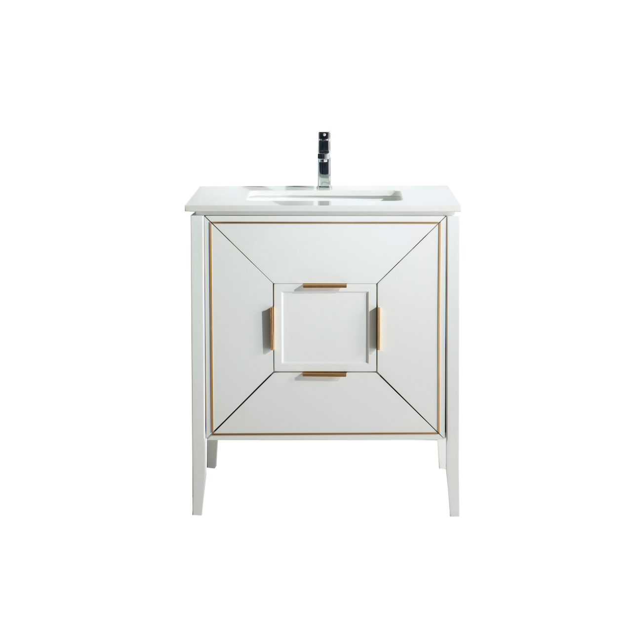 Vetro 30″ Inch Gloss White Vanity W/ Quartz Counter Top