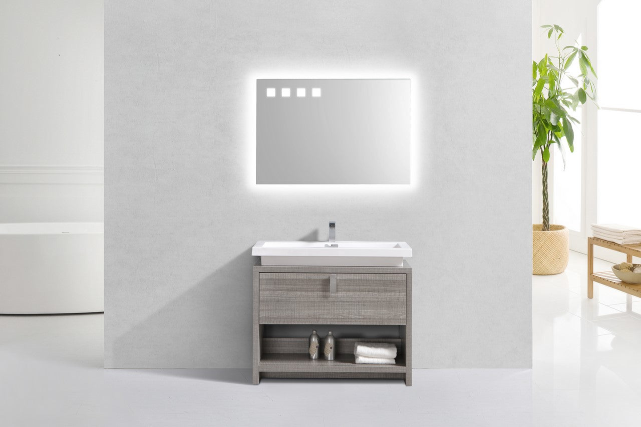 Levi 40″ Inch Ash Gray Modern Bathroom Vanity W/ Cubby Hole