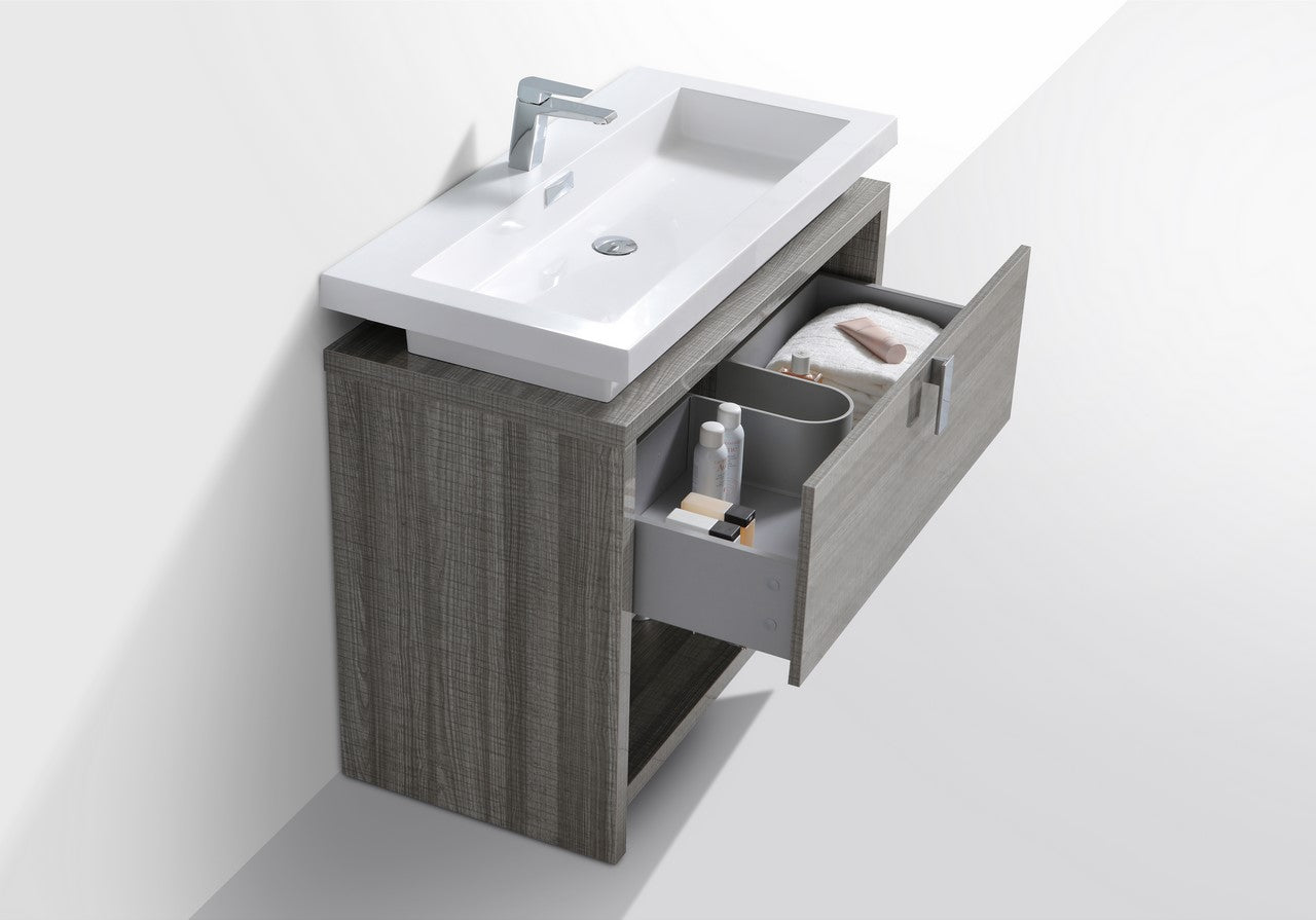 Levi 40″ Inch Ash Gray Modern Bathroom Vanity W/ Cubby Hole