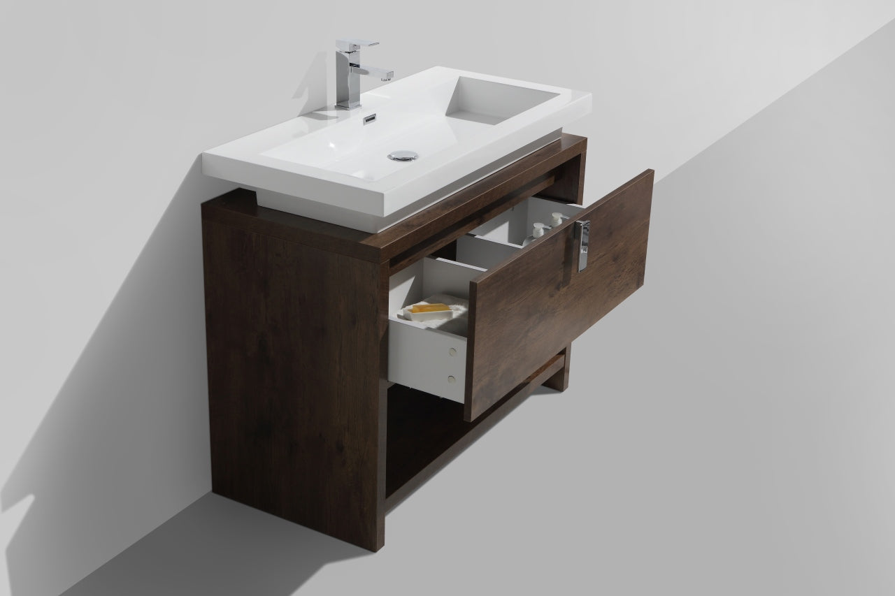 Levi 40″ Inch Rose Wood Modern Bathroom Vanity W/ Cubby Hole