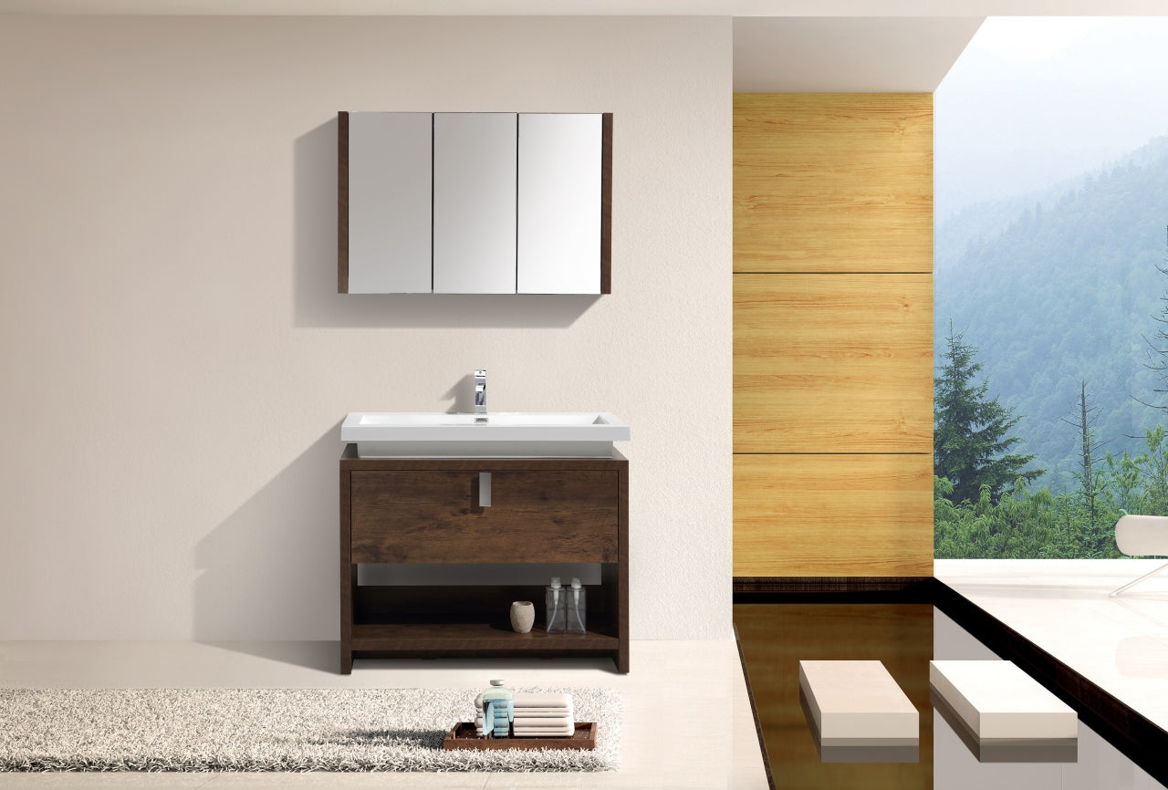 Levi 40″ Inch Rose Wood Modern Bathroom Vanity W/ Cubby Hole