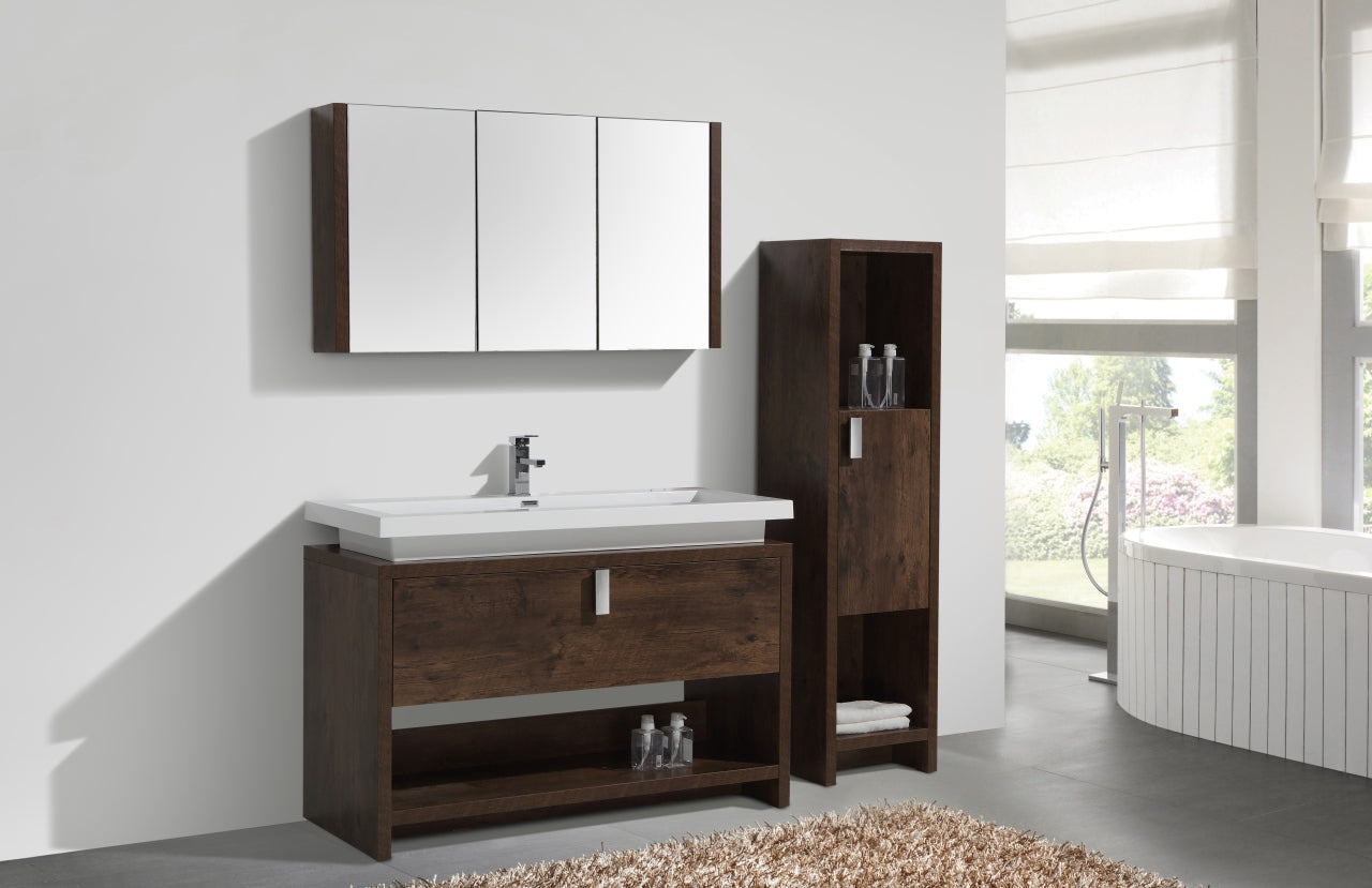 Levi 48″ Inch Rose Wood Modern Bathroom Vanity W/ Cubby Hole