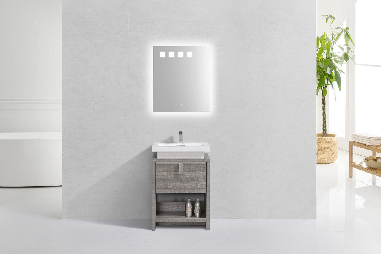 Levi 24″ Inch Ash Gray Modern Bathroom Vanity W/ Cubby Hole