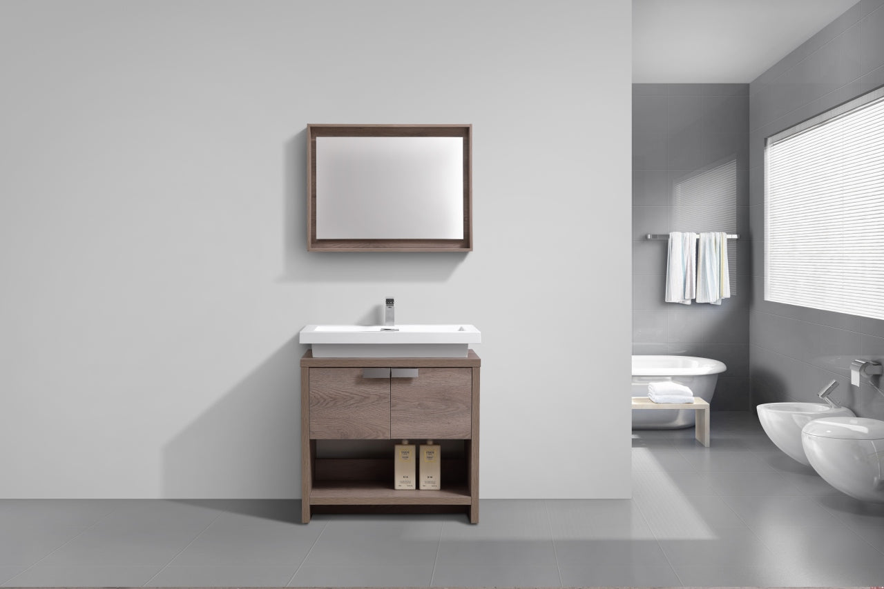 Levi 30″ Inch Butternut Wood Modern Bathroom Vanity W/ Cubby Hole