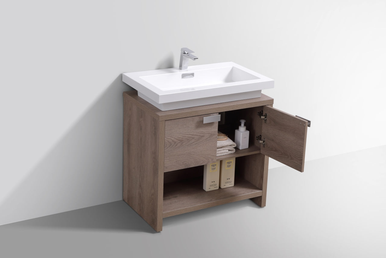 Levi 30″ Inch Butternut Wood Modern Bathroom Vanity W/ Cubby Hole