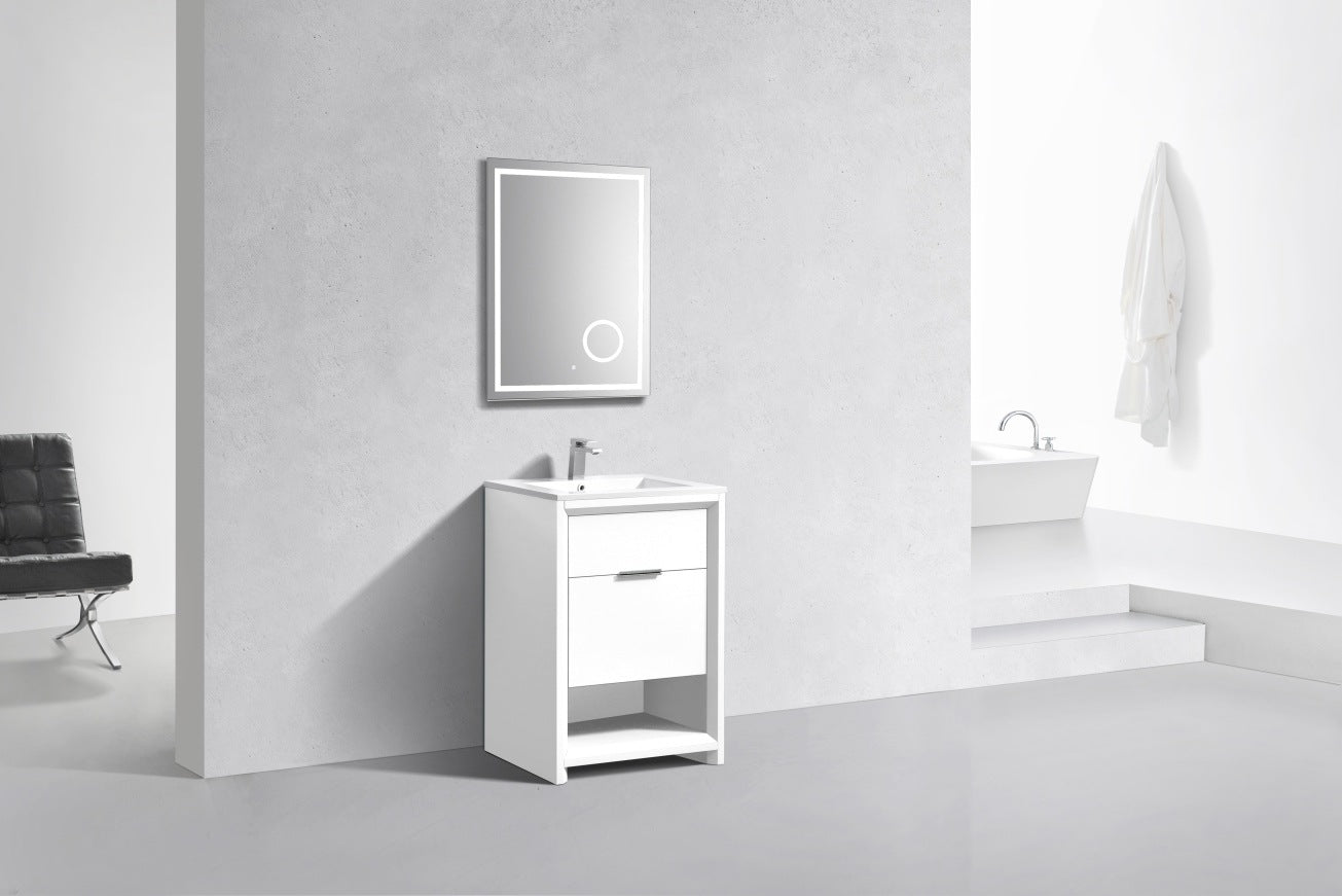 24″ Inch Nudo Kubebath Modern Bathroom Vanity In High Gloss White Finish