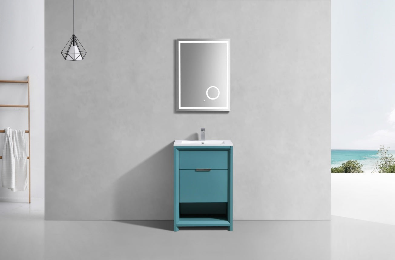 24″ Inch Nudo Kubebath Modern Bathroom Vanity In Teal Green Finish