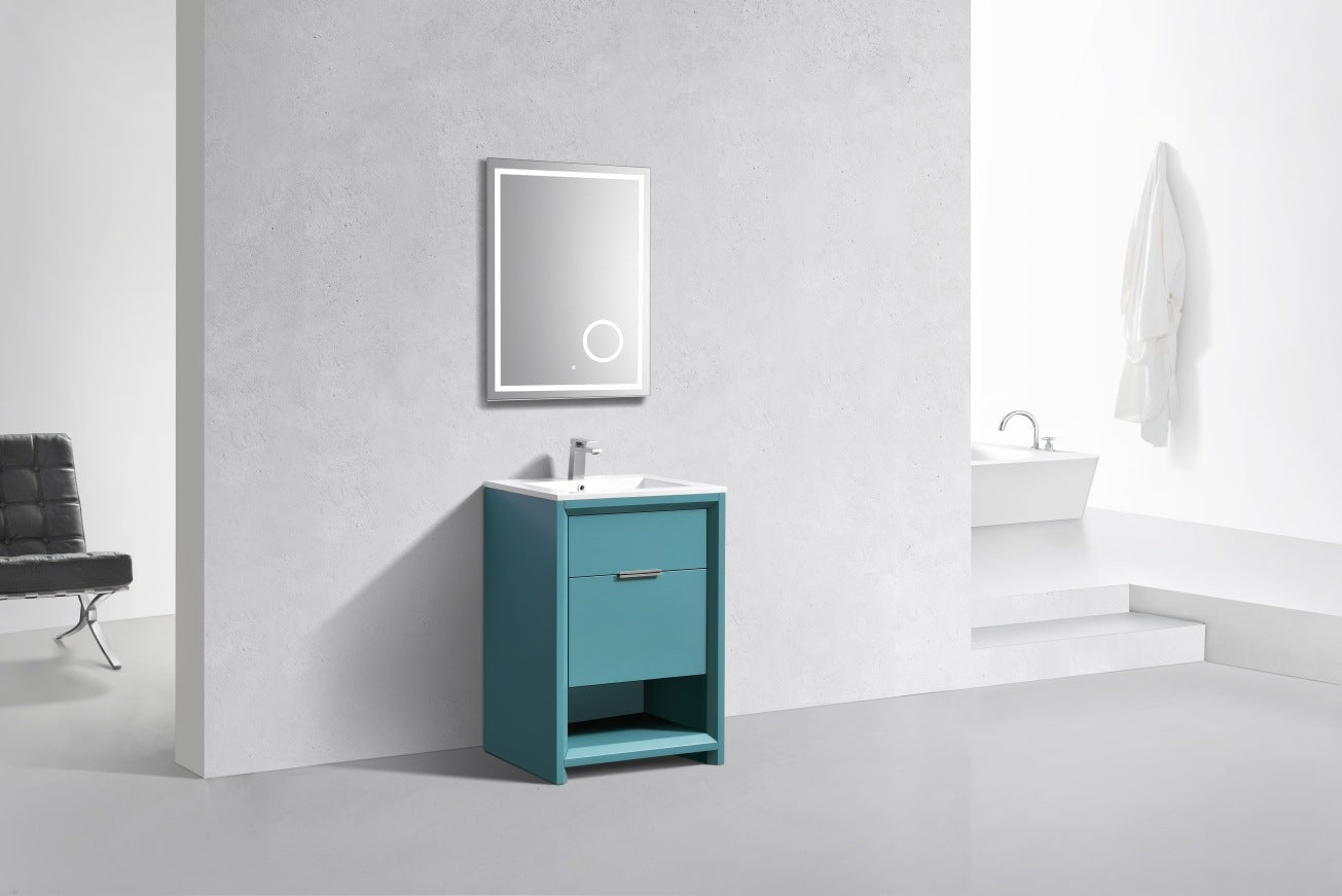 24″ Inch Nudo Kubebath Modern Bathroom Vanity In Teal Green Finish